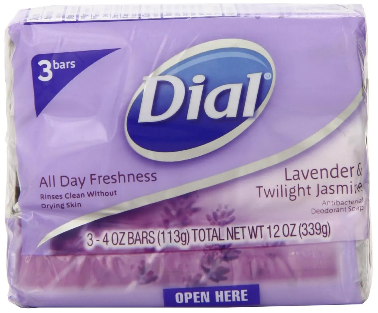 Dial Antibacterial Deodorant Soap Lavender & Twilight Jasmine - 3 CT Body Care Smooth Blend Gentle Moisturizer Skincare Soothing Comfort Cleanser Cleansing Moisture Moisturizing Hydrating