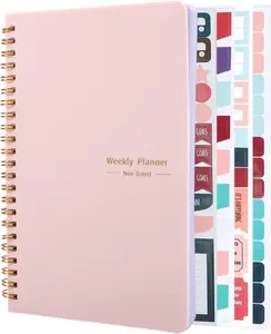 Undated Weekly Planner with Habit Tracker, 52 Weeks To Do List Notebook A5 Weekly Goal Planner with Spiral Binding & Stickers, Home Work School Supplies for Women & Girls, 8.2" x 5.7" - Pink