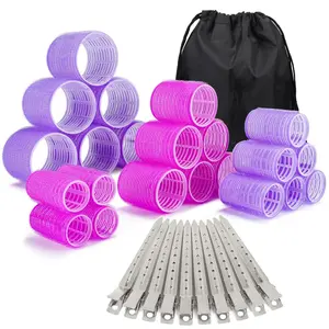 33 Piece Hair Rollers set, Self Grip Hair Rollers for Long Medium Short Hair, Large Medium Hair Curler (22 Rollers + 10 Stainless steel Clip +1 Storage Bag)