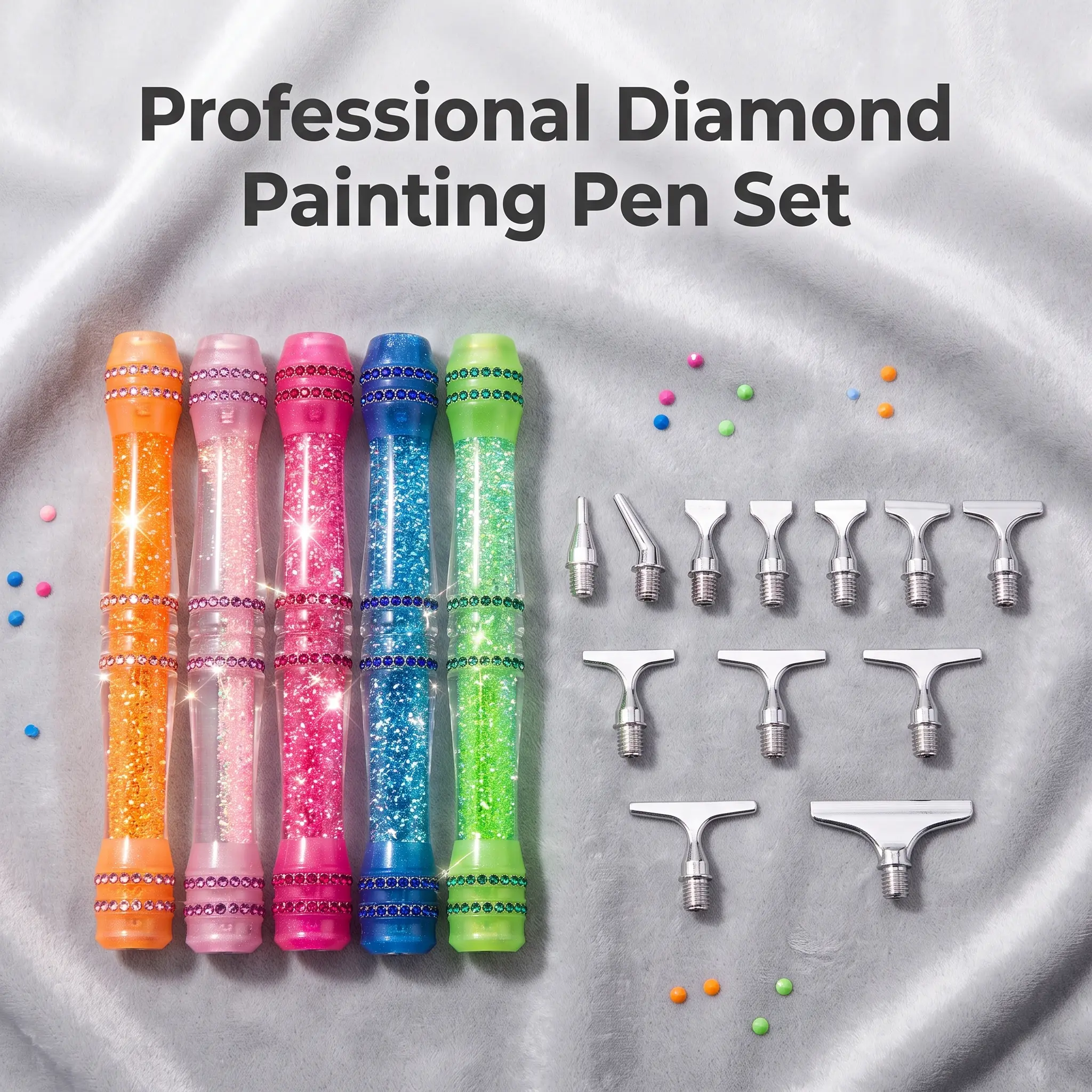 Glow in The Dark Liquid Shaker Diamond Painting Pen, Resin Floating Glitter Drill Pen with Interchangeable Metal Tips for Diamond Art DIY