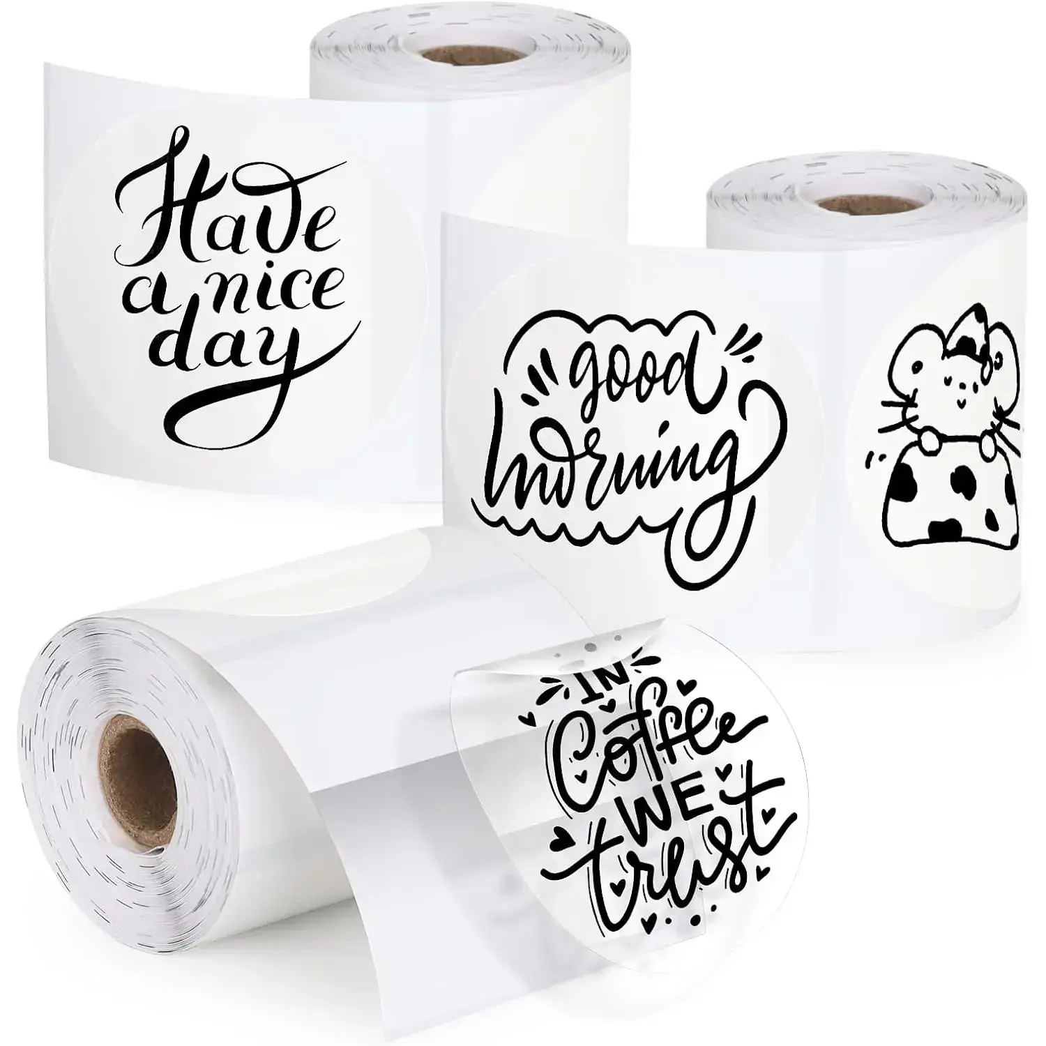 3 Rolls Transparent Round Thermal Labels, 2 Inch Circle Adhesive Direct Sticker Paper for Phomemo M220/M221/M100/M110/241BT, Multipurpose Clear Custom Sticker Label-140pcs/Roll