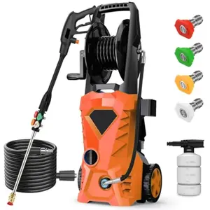 5000PSI Electric Pressure Washer - 2025 New Power Washer with Upgraded 33ft Pressure Washer Hose Reel Foam Cannon 4 Nozzle Set
