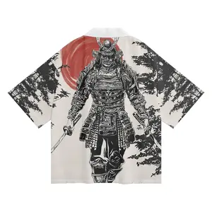 K15 Niepce White Japanese Streetwear Lightweight Demon Samurai Kimono for Men