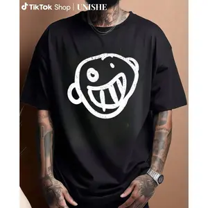 Smiley Face Men's Crew Neck T-Shirt – Soft, Breathable Short Sleeve Casual Tee for All Seasons and Daily Fun