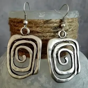 1pair Elegant Vintage Swirl Dangle Earrings Perfect For Parties And Special Occasions