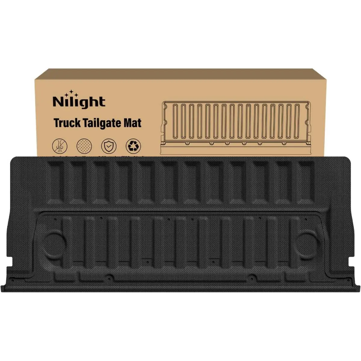 Nilight Tailgate Mat for Ford Ranger 2024 2025 2026 All Weather TPE Anti-Slip Custom Fit Truck Tailgate Protector Liner Cover