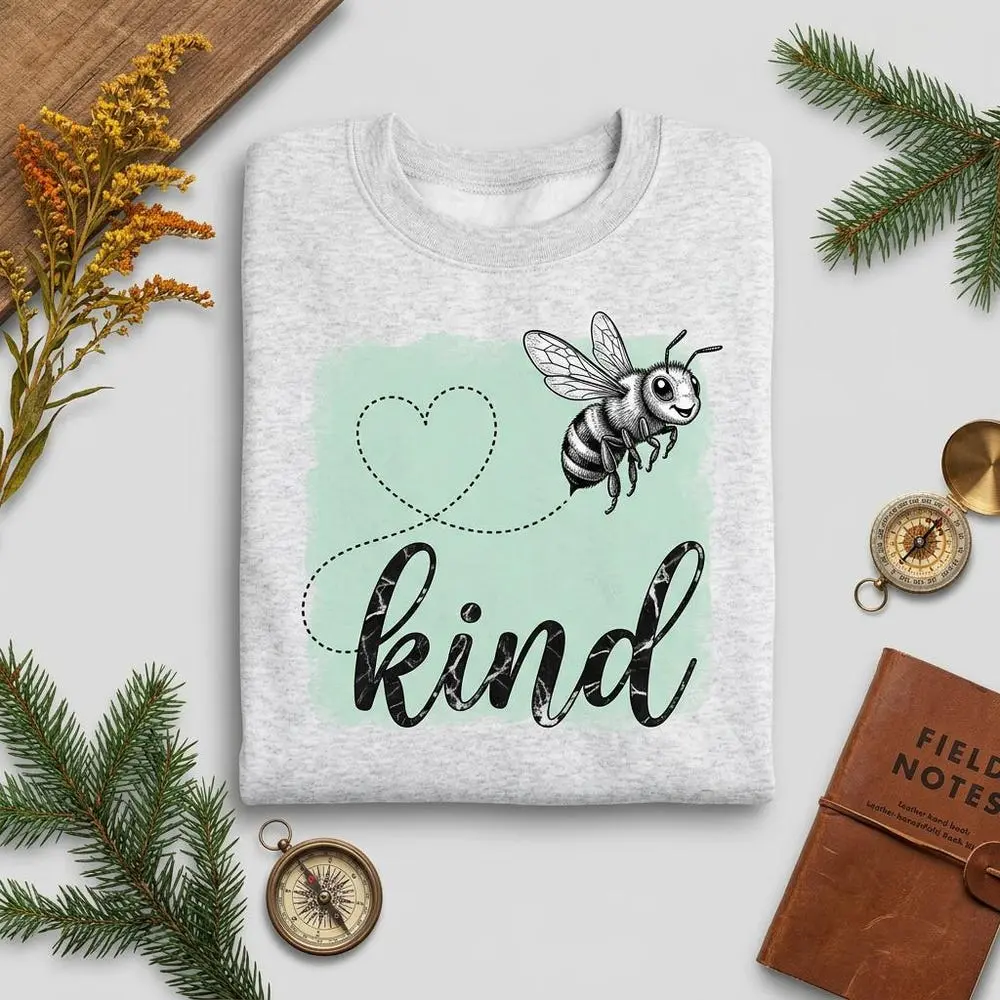 Bee Kind Sweatshirt, Inspirational Nature Graphic Apparel, Unisex Gildan Crewneck#551