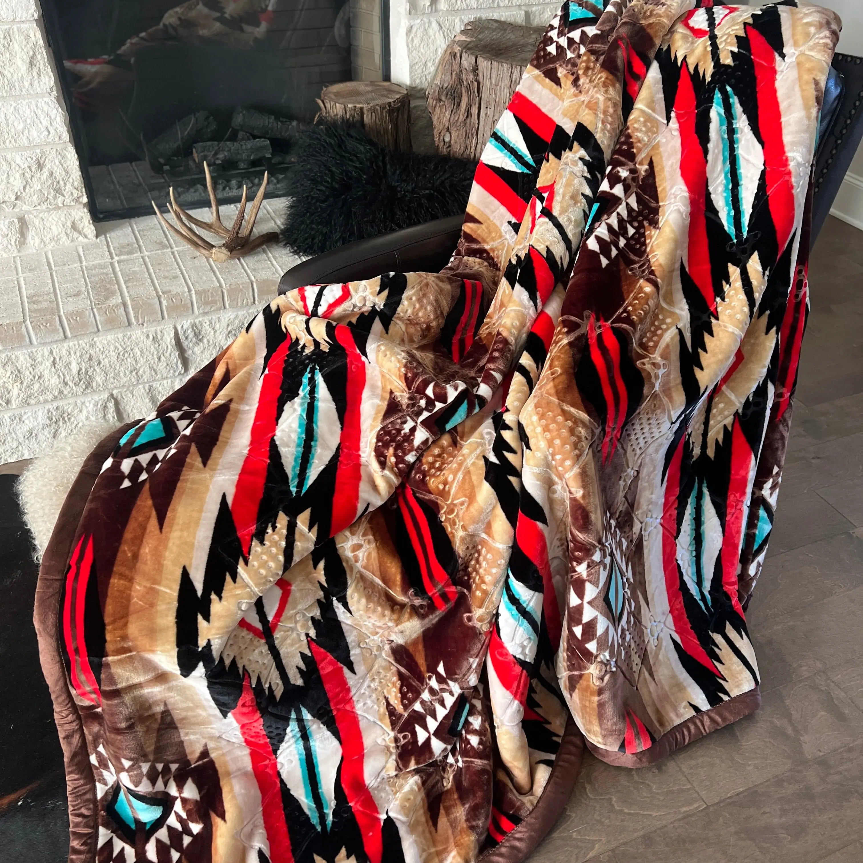 z6z lb 2 Ply Taupe Stripe Blanket 88"x84"