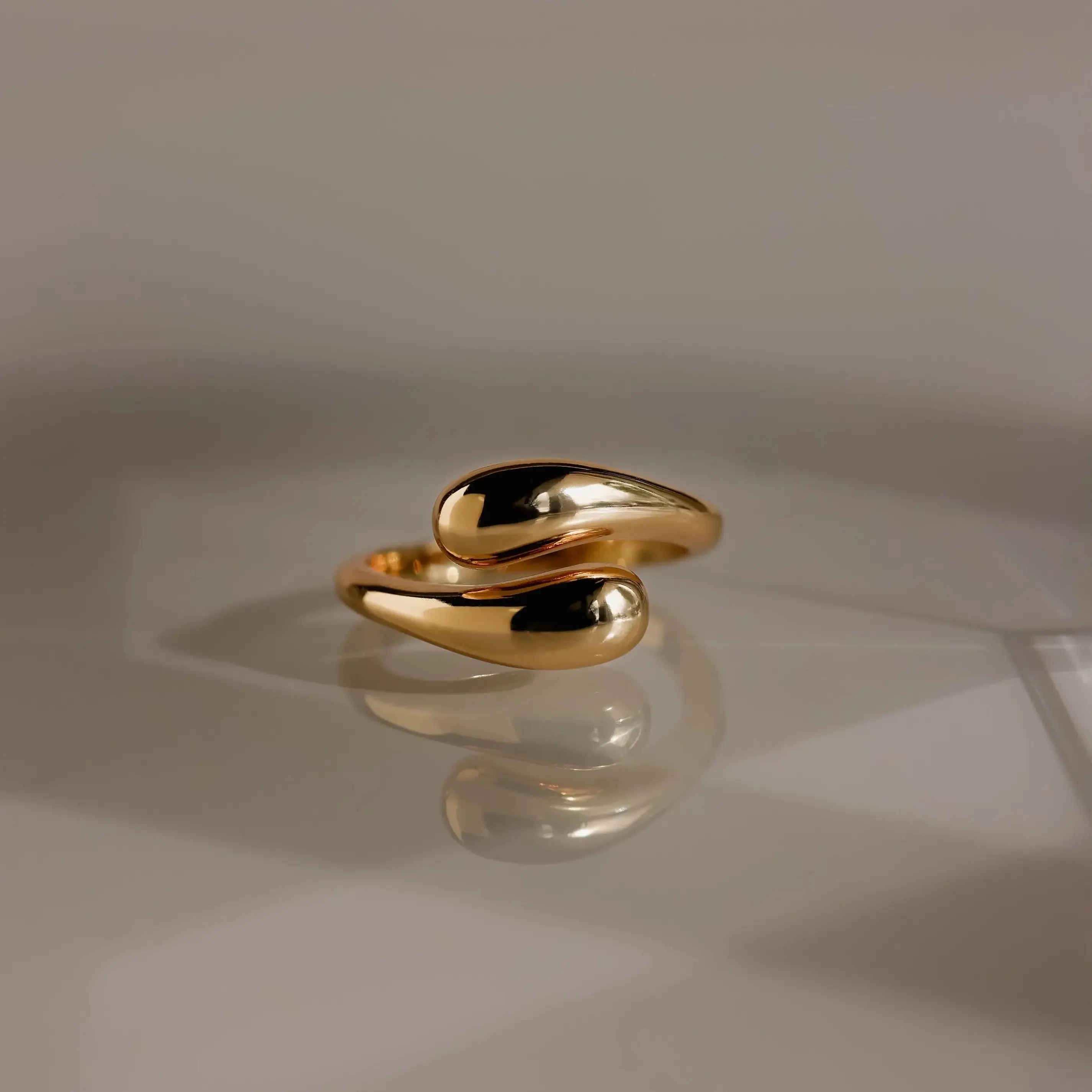 Duo Dome Ring by Caitlyn Minimalist - Chunky Sculptural Wave Ring in Gold & Silver - Adjustable Statement Ring - Gift for Her