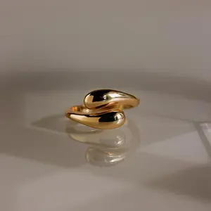Duo Dome Ring by Caitlyn Minimalist - Chunky Sculptural Wave Ring in Gold & Silver - Adjustable Statement Ring - Graduation Gift for Her