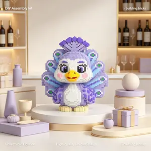 Multicolor/ Peacock 3D Building Block Ornament, Collectible Figurine, Collectible Figure Decor, Home Office Decor, Party Decoration, Ideal Gift, Handmade Craft, Lightweight Statue