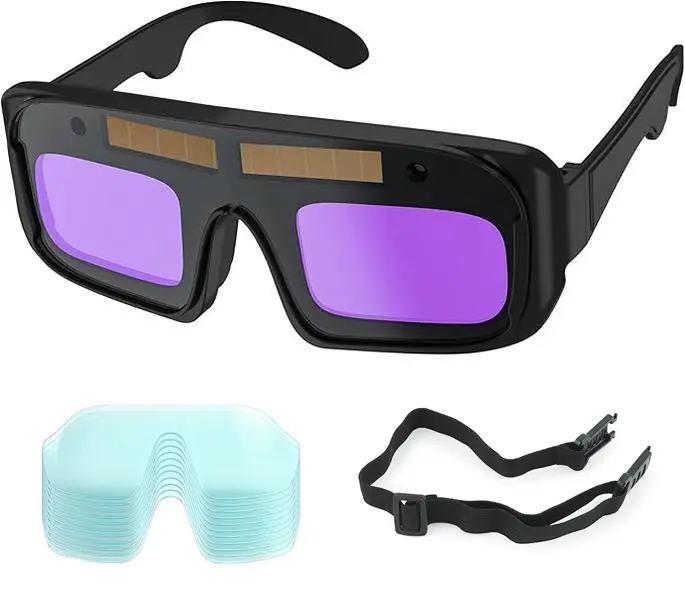 LOZLIN Portable Auto-Darkening Welding Goggles 1/1/1/1 Optical Rating for TIG MIG ARC 1/25000s Reaction Safety Glasses with Extra Lenses fathersdaygift Safetyequipment