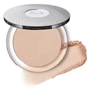 4-in-1 Pressed Mineral Makeup Powder Foundation with SPF 15 - Concealer & Finishing Compact Pressed Powder for Face - Buildable Medium to Full Coverage Foundation Powder