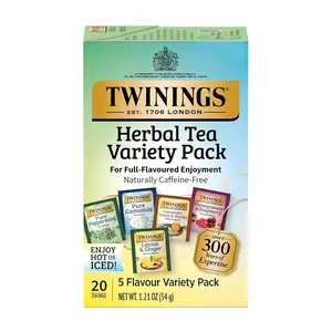 Twinings Herbal Tea Variety Pack, 20 Count (Pack of 1), Formerly Assorted Herbal, Includes 5 Flavours, Naturally Caffeine-Free, Enjoy Hot or Iced, 20 Teabags
