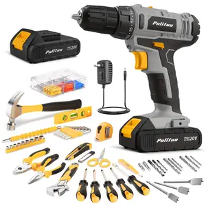 Pulituo 20V Cordless Power Tool Set, Electric Drill & Screwdriver Combo, Professional Hardware Kit for Home DIY