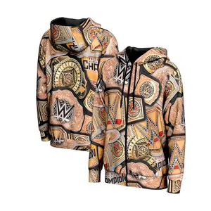 WWE Championship Title Belt Hoodie, Gold Belt Collage Zip Jacket, World Heavyweight Collector Streetwear, Premium Wrestling Fan Gift, Champ Wear