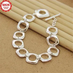 [Hypoallergenic Bracelet] Hypoallergenic 925 Minimalist Square Round Bracelet | Suitable for All Seasons, Perfect Gift for Women with Anti-Oxidation Box bracelets for women bracelet stack bracelet men charm bracelets arm cuff jewelry hardwear