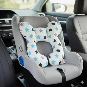 Breathable U-shape baby Head Support for Car Seat 7 stroller, 3D Mesh Neck Pillow with Adjustable Head Fixation, Newborn Head and Neck Protection Cushion, Safe for Infant Travel.