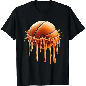 Basketball Drip Graphic T-Shirt        Graphic tees Casual Shortsleeve