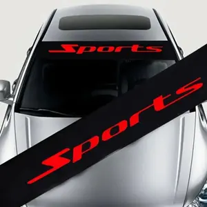 SPORTS front and rear windshield decals, reflective sunshade decals with lettering, racing decals