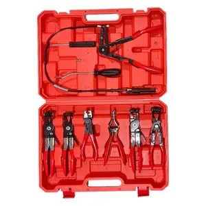Harness Pliers, Bendable Cable Tie Clamp Pliers Tool, 9-Piece Set of Straight Throat Car Hose Clamp Pliers cartool  kit swivel jaw