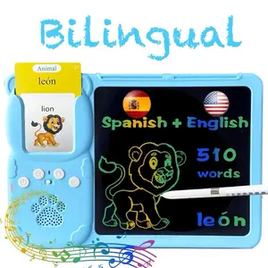 Bilingual English & Spanish Talking Flash Card Set with LCD Writing Tablet, 224 Essential Words, Engaging Voice, and Interactive Learning Experience