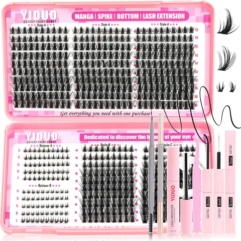 580 Pcs Lash Cluster Kit 5 Styles Full Fairy+Bottom-A/B+100D Eyelash Extensions 10-18mm Soft & Lightweight Diy Lash Clusters with Double-ended Eyebrow Pencil, Bond and Seal Kit, Easy Diy Eyelashes Diy False Eyelashes