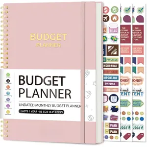 Budget Planner - Monthly Budget Book with Expense Tracker Notebook, Undated Bill Organizer & Finance Planner to Take Control of Your Money, Account Book to Manage Your Finances-Pink