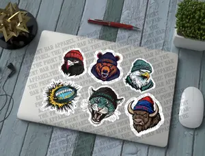 Vintage Football Cartoon Waterproof Vinyl Sticker, 3x3"