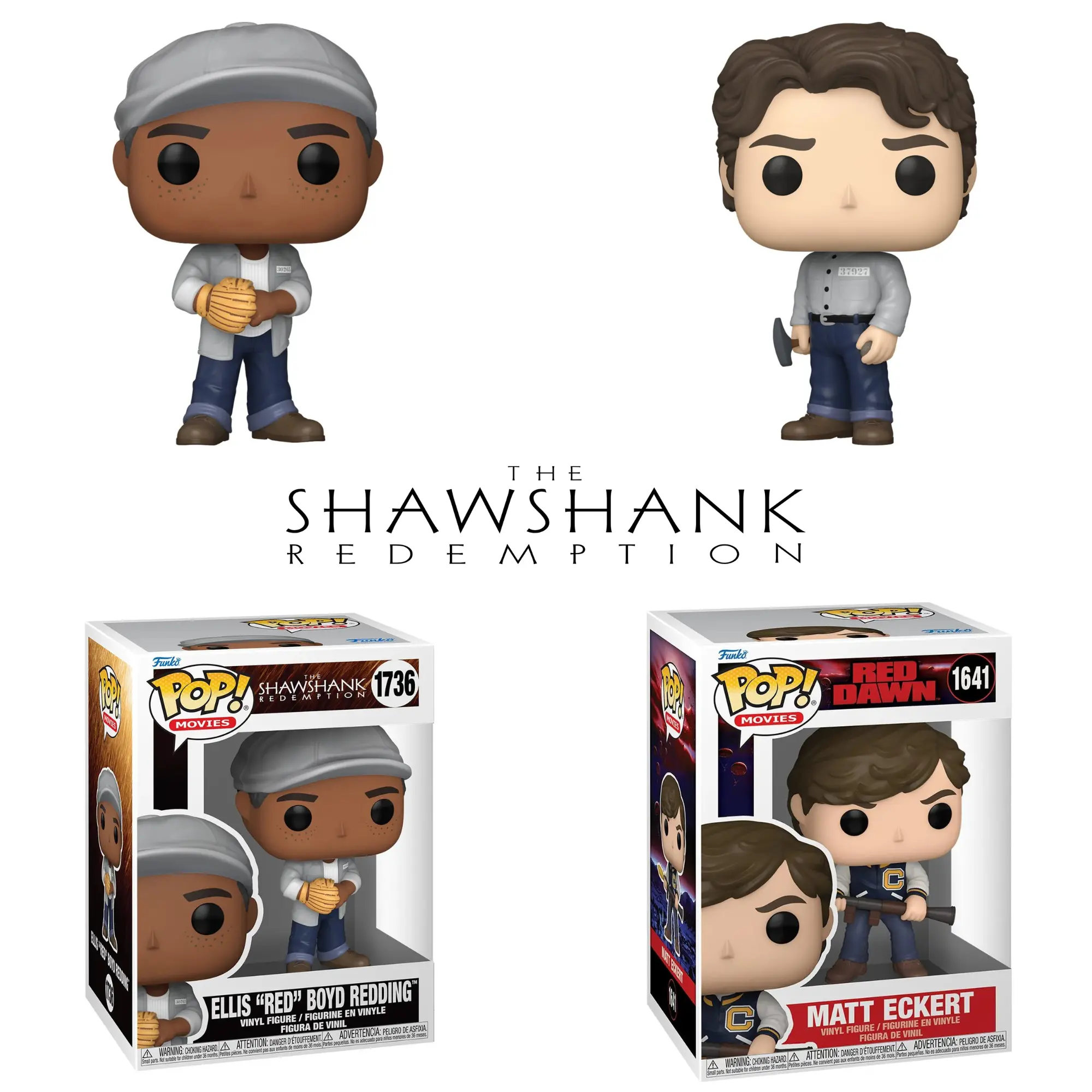 The Shawshank Redemption Complete Set of 2 Funko Pop! Vinyl Figures – Andy Dufresne #1735 and Ellis “Red” Redding #1736