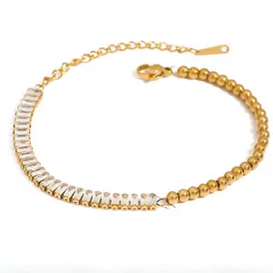 Amelia Bracelet Stainless Steel Gold Plated 18k with Elegant Crystal Accents and Secure Clasp