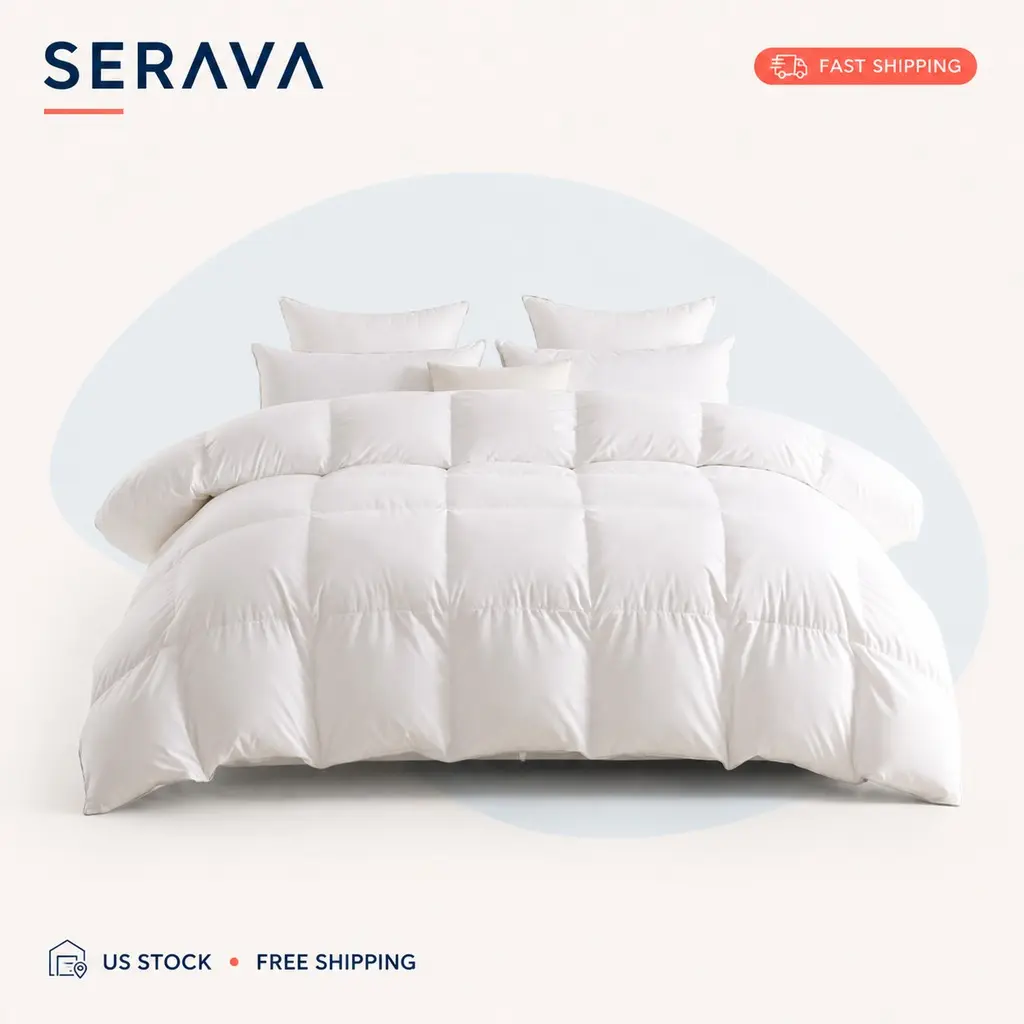 Queen Size Ultra Soft Down and Feather Duvet Insert - Lightweight Cotton Shell Comforter, Breathable All-Season Bedding, Ideal for Cozy Hotel-Style Sleep
