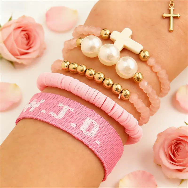 WWJD Jacquard Wrist Strap - Adjustable Polyester Alphabet Hand Rope, Unisex Fit Elastic Bracelets Bangle Bundle, Matching Sets, 1/2/3pcs Sports Accessory Gift for Teens, Jewelry Accessory, Bangles Bracelets Set, Bracelet Bundle