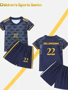 Name BELLINGHAM and Number 22 - Children's Summer Football Kit, a two-piece set including a jersey and shorts, lightweight and breathable, suitable for sports and casual wear, the perfect choice for outdoor activities, Soccer Jerseys