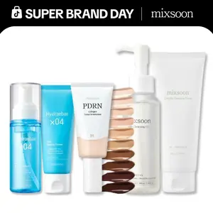 [mixsoon Official] Smooth Glow Set - Silky Prep Serum, Hyaluronic Acid Moisturizer, Tinted Moisturizer, Centella Cleanser
