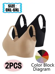 【Plus Size】 Solid Buckle Wireless Push Up Seamless Bra, Comfortable Breathable Bralettes for Daily Wear, Women's Underwear for All Seasons