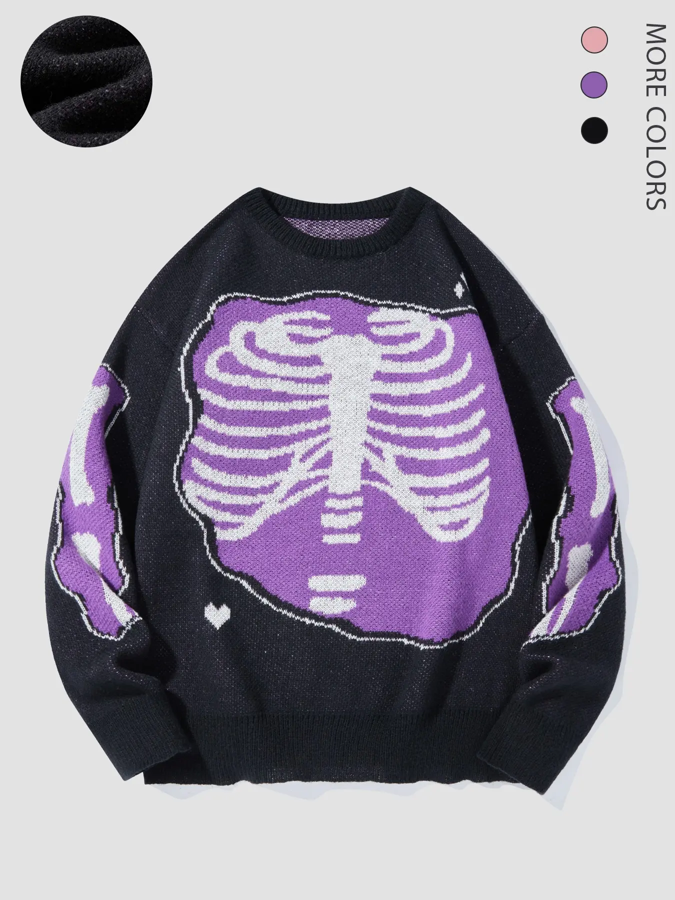 Halloween Outfit Ideas, Men's Tops Colorblock Skeleton Print Drop Shoulder Sweater Knit Pullover, Regular Fit Casual Long Sleeve Round Neck Jumper for Fall & Winter, Fashion Men's Knitwear for Daily Wear,Halloween Costumes.2623