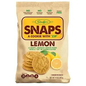 STAUFFERS Lemon SNAPS Cookies - 14oz Bag - Lemon Flavored Cookies with No High Fructose Corn Syrup, Artificial Flavors or Colors