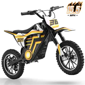 500W Electric Dirt Bike, 36V 15Ah Lithium Battery, Up to 15.5 MPH, 23.6 Miles Range, Hydraulic Suspension, Dual Disc Brakes, Off-Road Electric Motorcycle with 165 lbs Max Load