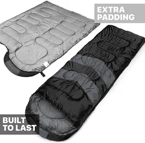 Sleeping Bags for Adults Cold Weather & Warm - Backpacking Camping Sleeping Bag for Kids 10-12, Girls, Boys - Lightweight Compact Camping Essentials Gear Accessories Hiking Sleep Must Haves Black