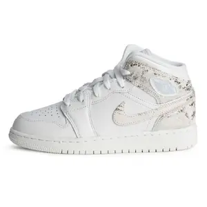 Youth Jordan 1 Mid SE BG White/Field Silver-White-White (IR2320 100) (GS)