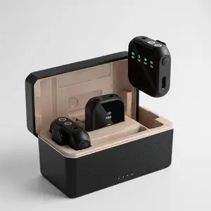 Microphone Wireless Lavalier K50 with Charging Box and Indicator Lights Lithium Ion Battery Powered Compact Design for Convenience Smartphone Audio