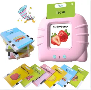 KIDGENIUS Bilingual Talking Flash Cards - Bilingual Instruction Cards, 224 English & Spanish Sight Word Vocabulary, Montessori Screen-Free Toddler Toy, Preschool Learning Gift (Ages 2-8)