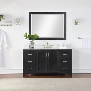 Altair Design Hadiya 60" Single Bathroom Vanity Set in Black Oak with Aosta White Composite Stone Countertop