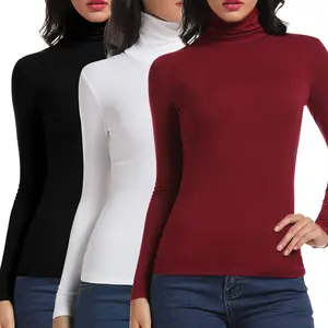 Turtlenecks Women Long Sleeve Ribbed Pullover Baselayer Undershirts Tops Turtle Neck Mock Shirts, Lady Stretch Long Sleeve Turtleneck Tops Lightweight Basic Knit Shirts