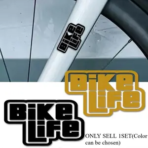 2PCS/SET  Cycling Life Logo" "Bike Life" Car Sticker for Bicycle, Motorcycle, Car, Highlight Cycling Life Style, Inject Cycling Culture DNA into Your Vehicle/Gear, Trendy Decoration Maximizes Eye-Catching Vibe, Universal Car Sticker, Automotive Decals