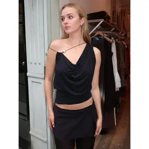 Brigitte Cowl Asym Top in Black