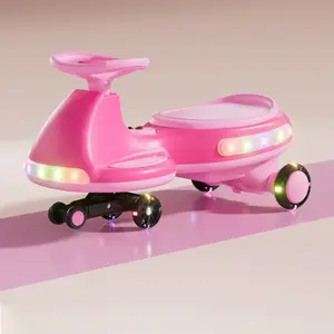 【Dual Motor】babe 12V Electric Rocking Car with Foot Pedals and RGB IC LED Lights, Ride-On Toy, Bluetooth-Enabled, Birthday Gift