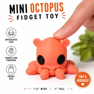 Dumbo Octopus | 3D Printed | Mini Articulated Fidget Toy | Ocean Animal | Desk Pet | ADHD | Pocket Pet | Ocean Theme Party Gift