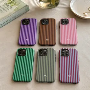 Personalized Monogram Phone Case Initial Phone Case Name Striped Summer Style Phone Case, Retro Christmas Movie Phone Case for iPhone 17 16 15 14 13 12 11 Pro Max X XS